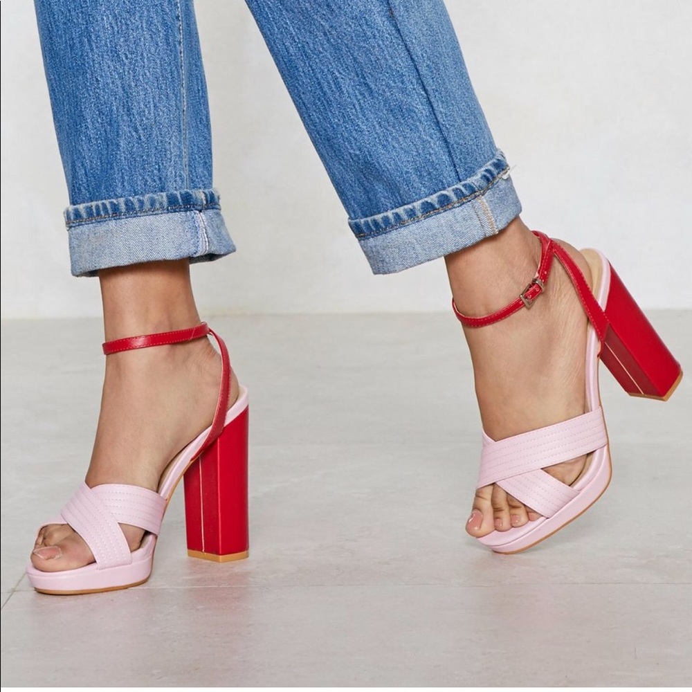 Nasty Gal Color Block Platform Heels